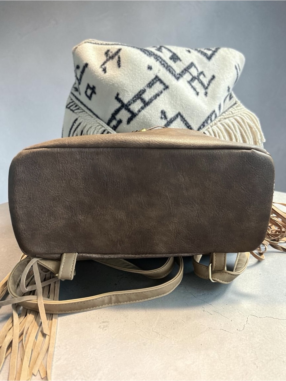 Boho Chic Embroidered Fringe Backpack - Picture 5 of 11